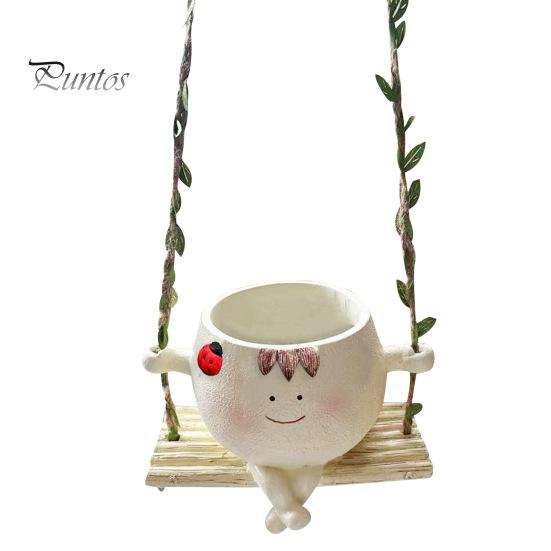 

Качающийся горшок для цветов, горшок для цветов в форме куклы, подвесные горшки из смолы для использования в помещении и на открытом воздухе, домашний садовый декор, цветочные горшки с сочными травами светло-бежевый