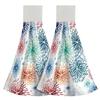 2Pcs Space Saving Hanging Hand Towels Quick Dry Absorbent Leaf Pattern Kitchen Tie Towel Dish Cloth with Hanging Loop