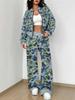 Simple Autumn and Winter New European and American Women's Clothing Yellow-green Camouflage Printing Suit Women
