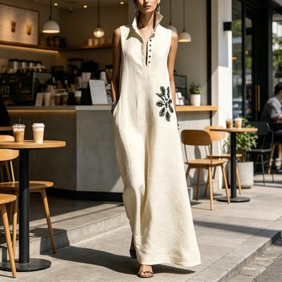 Robe d'été décontractée à col en V pour femme, cintrée à la taille, coupe ample, silhouette évasée confortable, robe élégante pour le bureau, les vacances, les fêtes