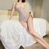 Dünne 8D Ölige Seide Transparent Seidig Hoher Schritt Einteiler Strumpfset Damen Dessous Offener Schritt Badeanzug