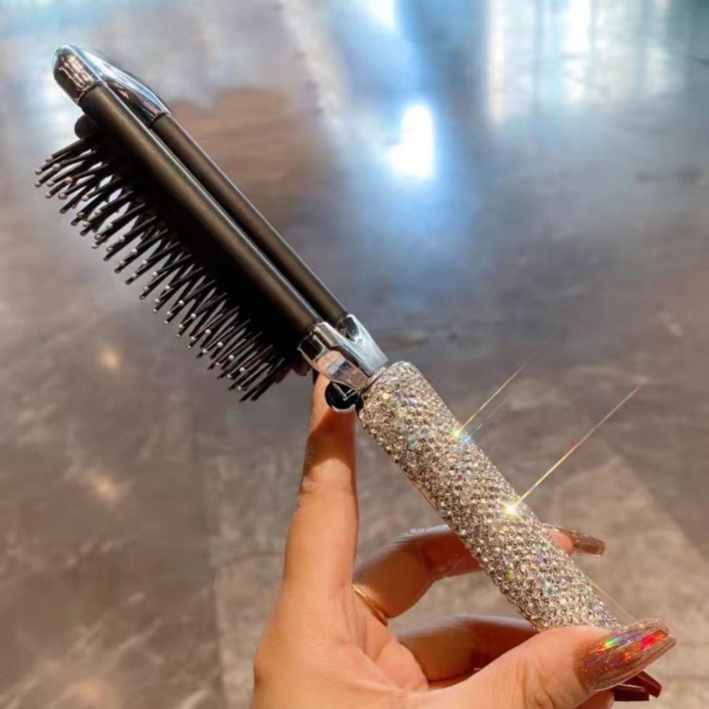 Portable BlingBling Comb Mirror 2 in 1 Air Cushion Comb Folding Hair Brush  Styling Tool