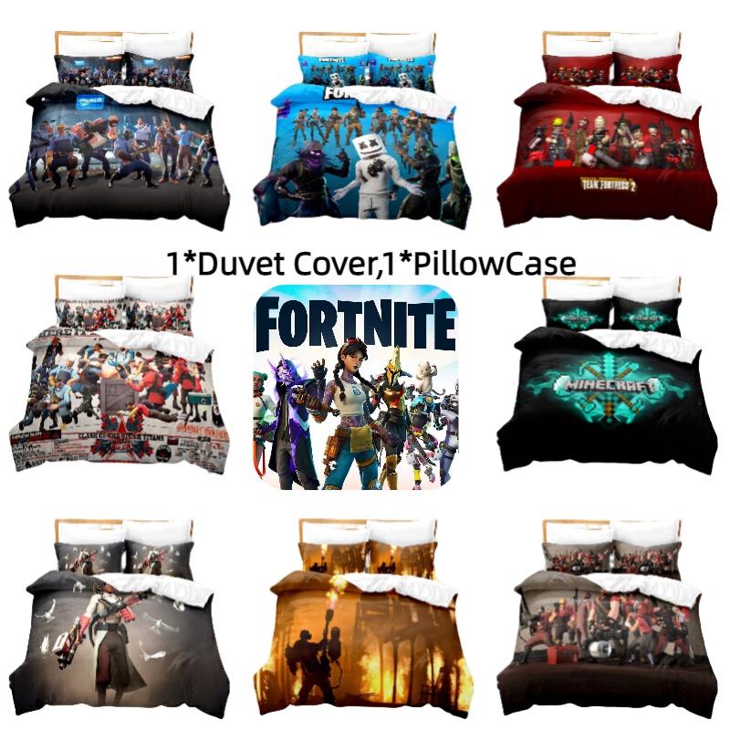 Fortnite 3-teiliges Bettwäscheset mit Digitaldruck Buntes Design Hochwertiger Stoff