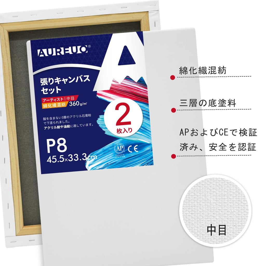 AUREUO Stretched Canvas Set P8 Medium Grain Cotton Synthetic Fiber Blend 2 Pieces Beginner Painting Tools Art Painting Creation Modern Oil Painting