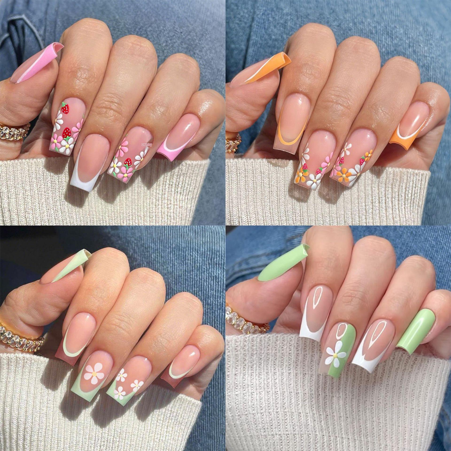 

Summer Color Block Floral Nail Art: Wearable Floral Series Nail Tips