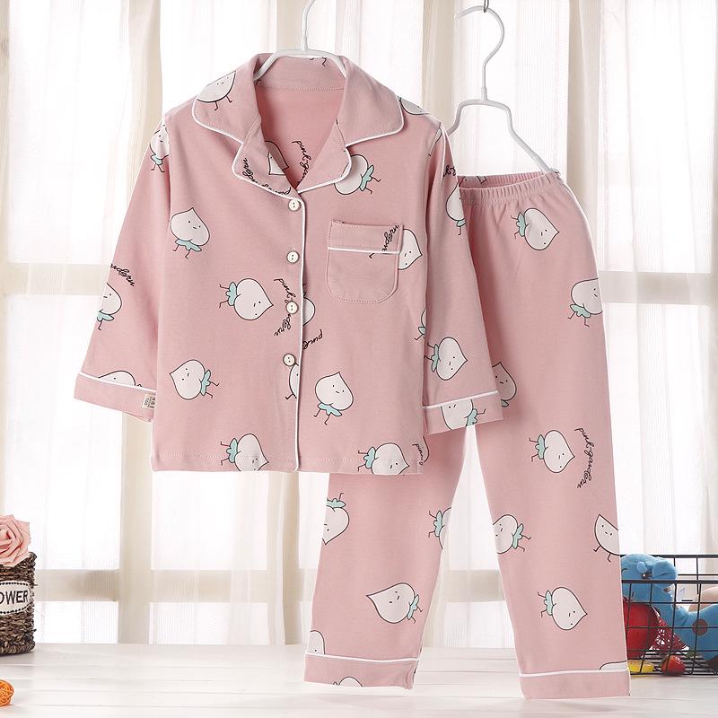 2026 Children's Cotton Spring/Autumn Casual Pajama Set - Open Front, Two-Piece for Older Kids