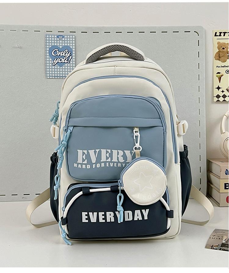 Schoolbag Korean version contrasting color splicing backpack 1011 new fashion and light travel backpack casual tooling style school bag
