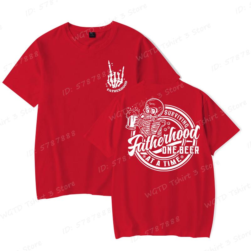 Fatherhood Tshirt Surviving Fatherhood One Beer At A Time Print Tshirts Funny Dad Tees Drinking Husband Fathers Day Gift
