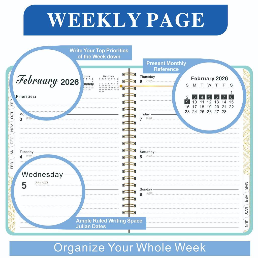 2026 English Business Planner: Cross-Border Stationery Diary with Coil Binding for Simple Scheduling and Record Keeping