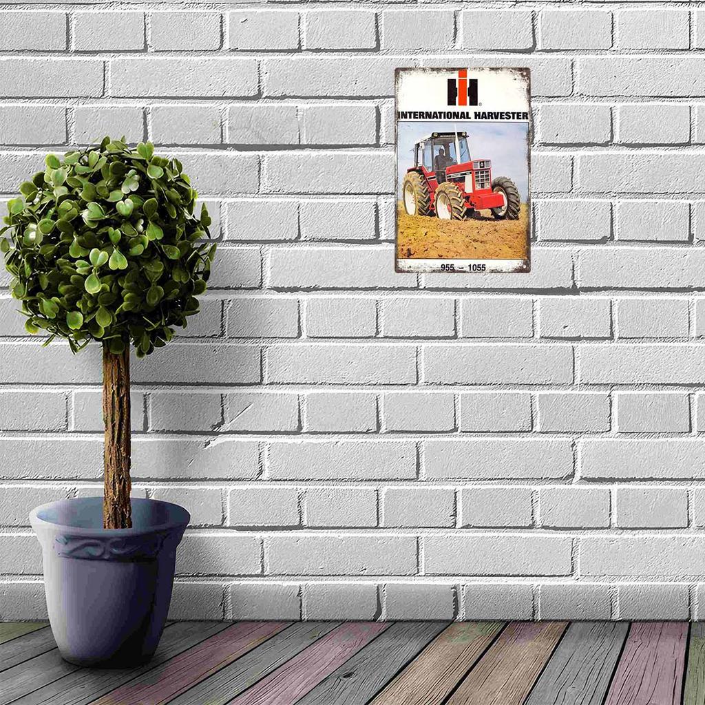 Scenic Farmland with Tractor Driving Over Green Hills Vintage Metal Wall Sign Decor Poster Frames Garage Living Room