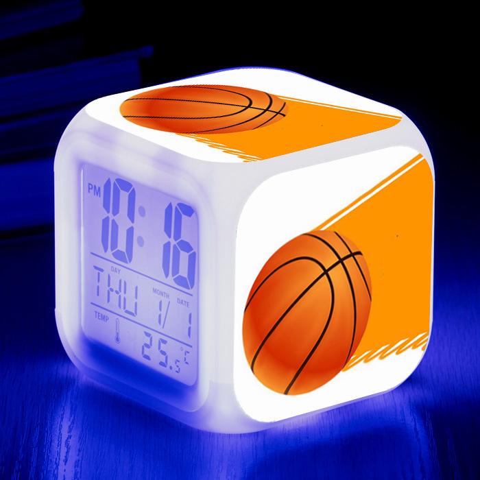 LED Color-Changing Basketball Alarm Clock - Creative Student Electronic Clock Three Battery Alarm Clock