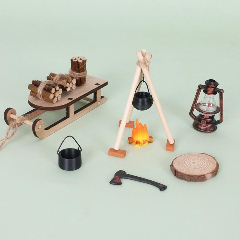 1/12 Scale Mini Firewood Stack Sleigh For DIY Camping Detailed Craft For Miniature Landscapes