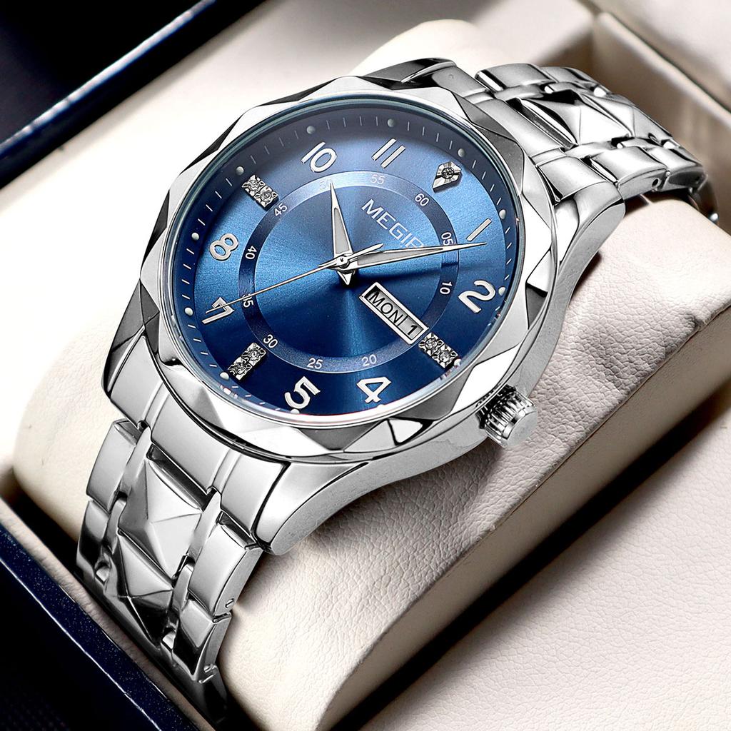 Megir Men Watches Waterproof Stainless Steel Date Watch Man Waterproof Quartz Luminous Wristwatch Relogio Masculino