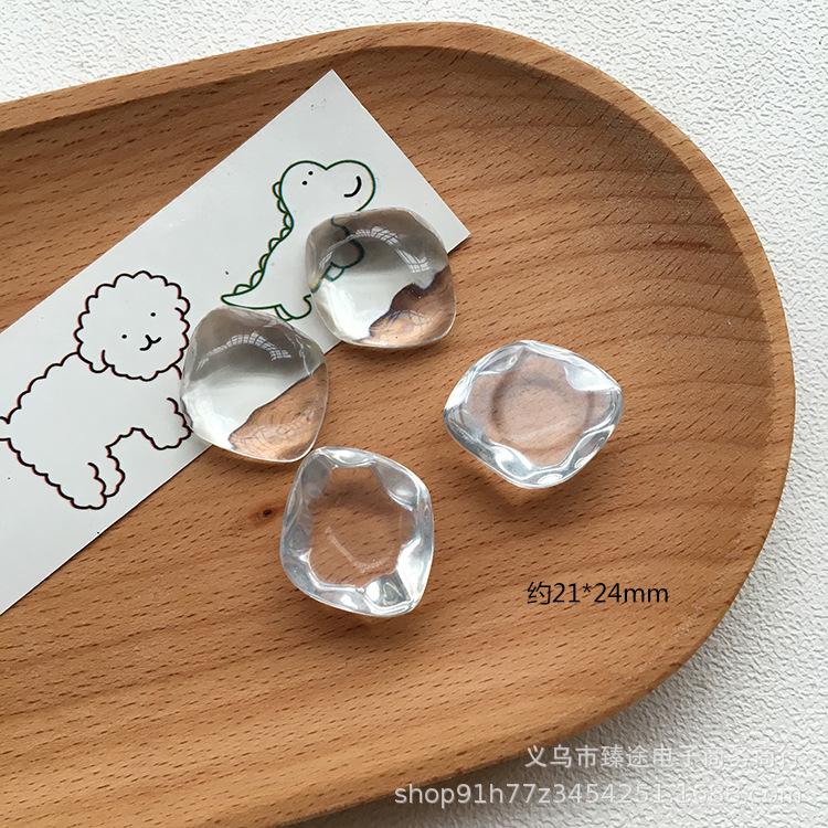 10Pcs Fully Transparent Glass Irregular Shaped Water Ripple Resin Patch Accessories Diy Jewelry