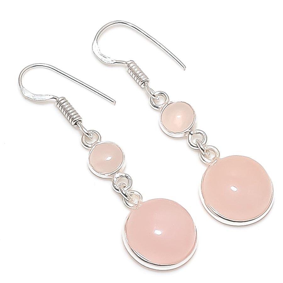 

Natural Rose Quartz Gemstone 925 Sterling Silver Jewelry Earring 1.81 g9A44