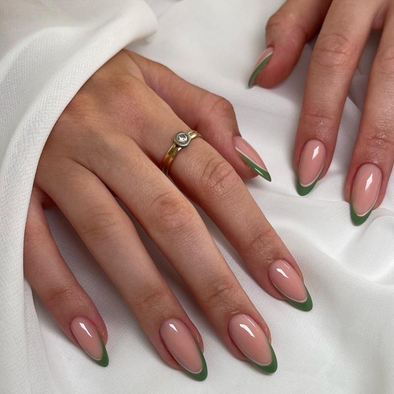 Noste Dlouhý Francouzský Ručně Dělaný Manikúrní Kousek Kamínkový Postupný Přechod Odnímatelná Nálepka na Nehty