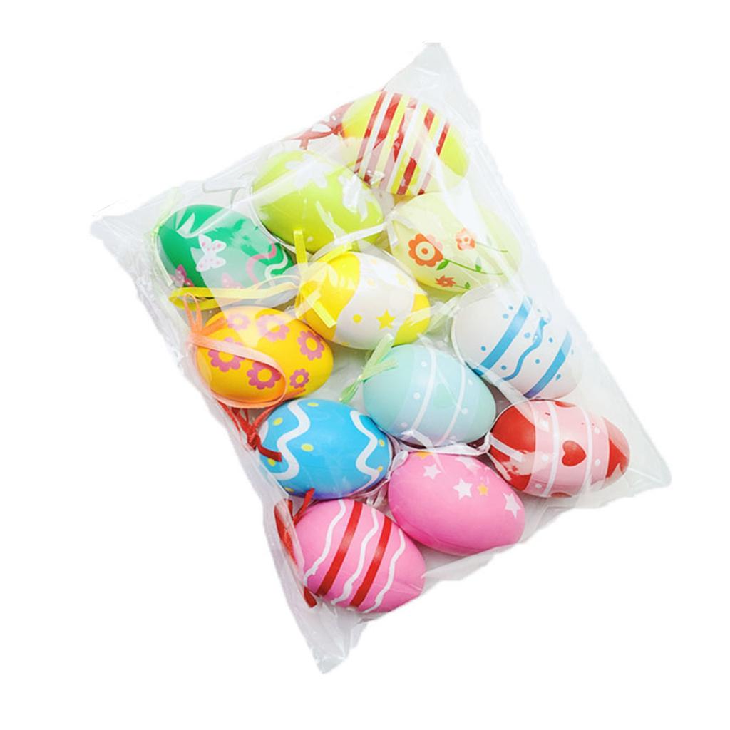 Personalized Easter Crafts Artistic Painting Easter Eggs Set Tree Hanging Pendants Easter Decorations Plastic