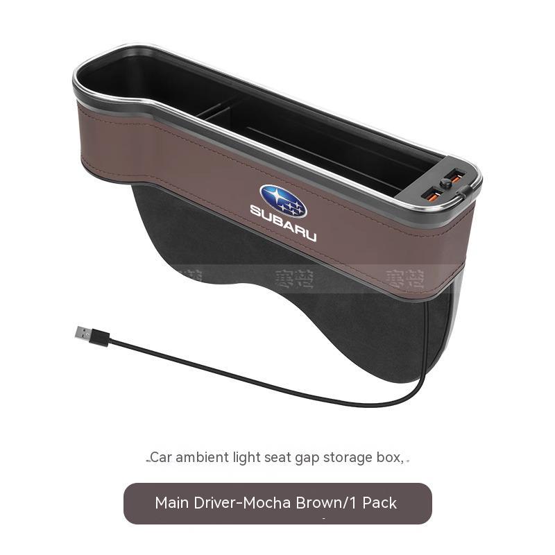 For Subaru STI Outback Brz Wrx Xv Ascent Forester Impreza Legacy Car Sewn Seat Gap Crevice Slot Storage Box light USB Charging YY2