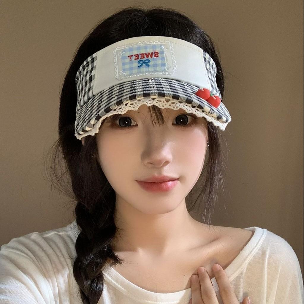 Checkered Printed Black Summer Sun Hat Outdoor Sunshade Breathable Cap Duckbill