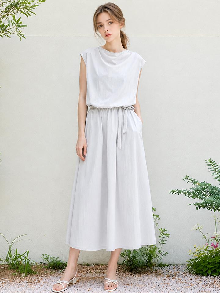 PAIGEFLYNN Cowl Neck Belted Long Dress_S6Bop005C