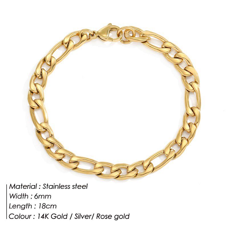 18K Gold-Plated Stainless Steel Figaro Chain Bracelet