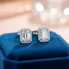 Women's Moissanite Earrings in Sterling Silver (925), Hypoallergenic, Simple, 2.0ct Total Weight, Emerald Cut, D Color, VVS1, GRA Certificate Included