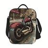 1pc Motorcycle Illustration Insulated Lunch Bag - Waterproof Polyester, Ideal for Camping, Picnics & Outdoor Use