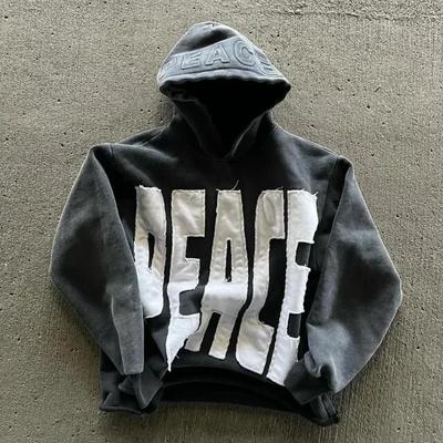 LUXEON Mode Harajuku Trend Hoodie Retro Alphabet Stickerei Hoodie Herren Y2k Goth Mantel Lässiges Lockeres Sweatshirt Hoodies