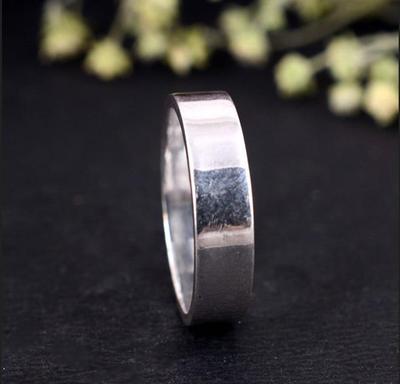 Classic Flat Silver Band Ring | Simple Polished Stacking Ring | Minimalist Unisex Wedding Band | Thin Everyday Sterling Ring Gift