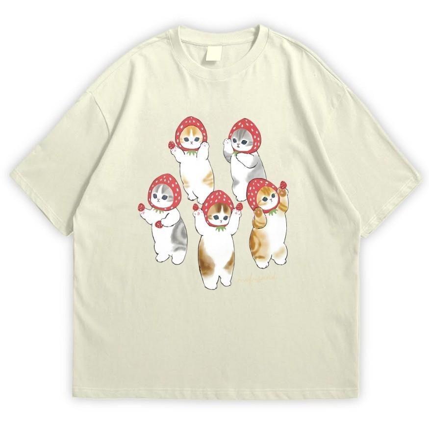 Funny Strawberry Cat Cartoon Unisex T-shirt S-5XL Unisex T-Shirt M