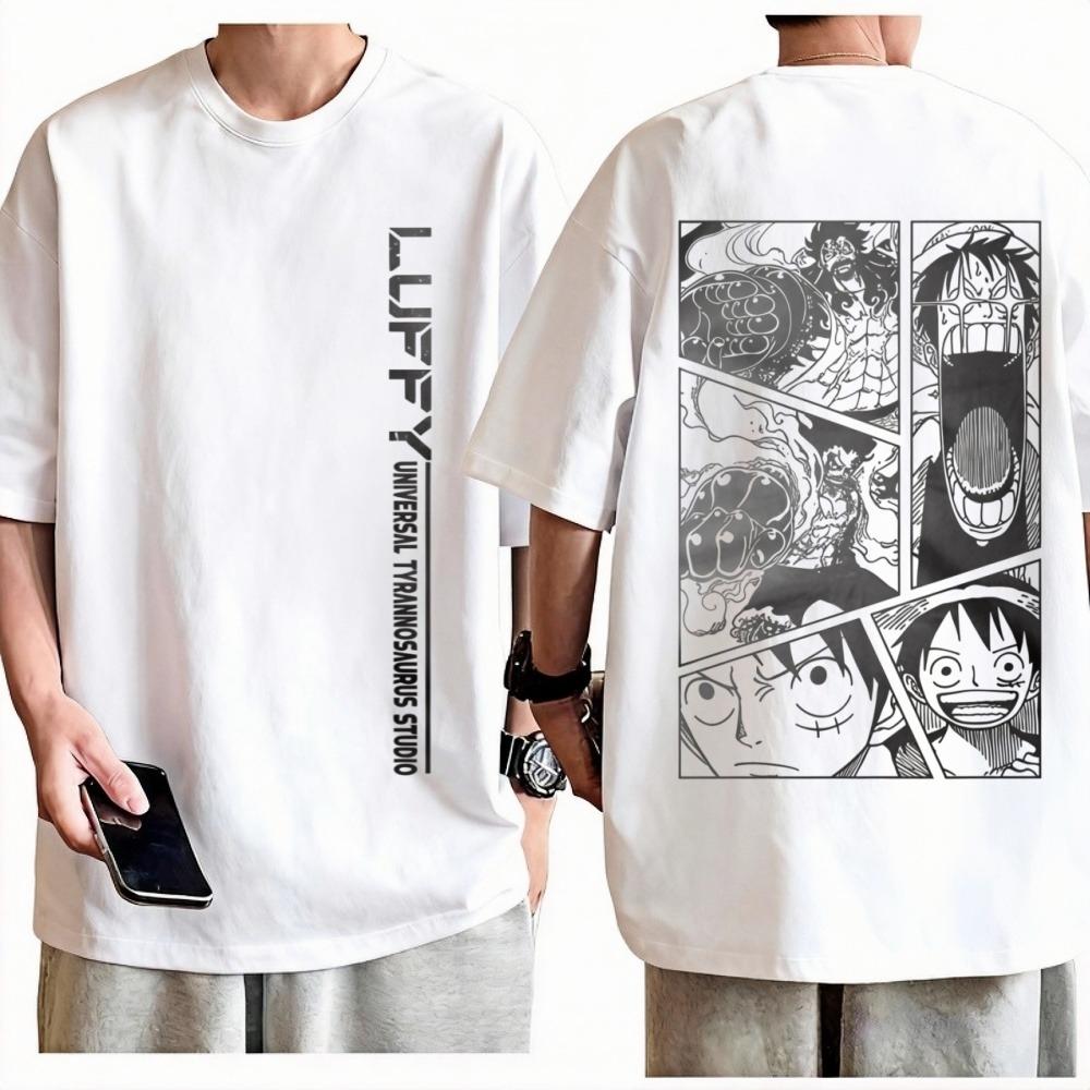 

Футболка с принтом Monkey D Luffy из One Piece, унисекс, Y2K, аниме, графический принт, 100% хлопок, с круглым вырезом, повседневная, уличная мода, топы для мужчин и женщин M
