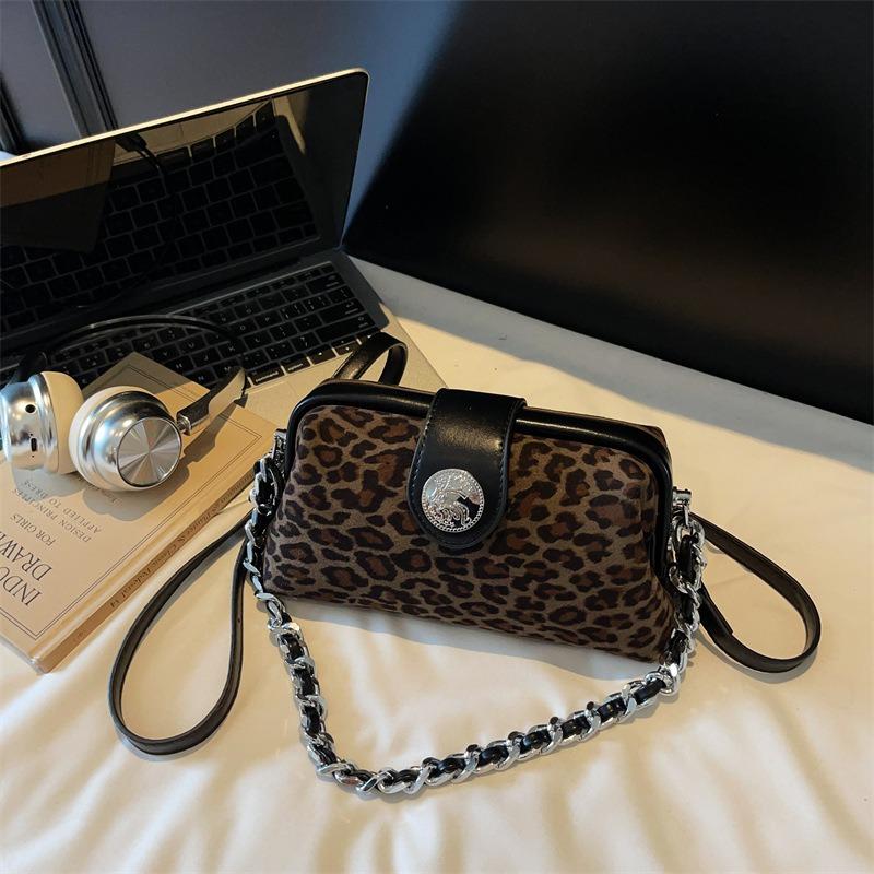 Herbst personalisierte neue Leopardenmuster einfache Handtasche Damenmode Retro Textur Schultertasche Umhängetasche