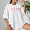 90s Creativity Letter Tshirts For Unisex Funny Tops Street Hip Hop Clothing Allmath Female Short Sleeve