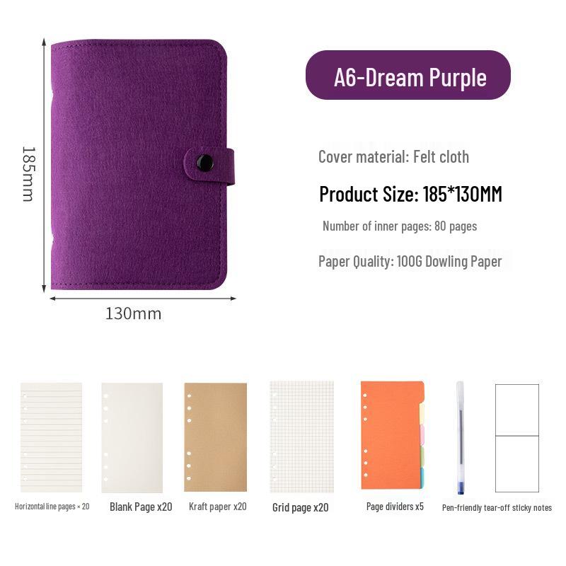Available: A5/A6 Felt Loose-Leaf Notebook - Retro Original Planner with Buckle, Simple Stylish Stationery.