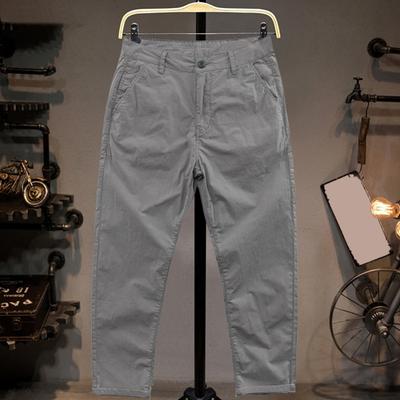 Men Pants Mid Waist Button Zipper Closure Solid Color Soft Straight Thin Loose Sweat