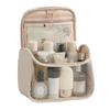 HK8297 Waterproof Clear Design Makeup Bag Large Capacity Cosmetic Bag PU Leather+PVC Travel Toiletry Organizer with Portable Handle Strap