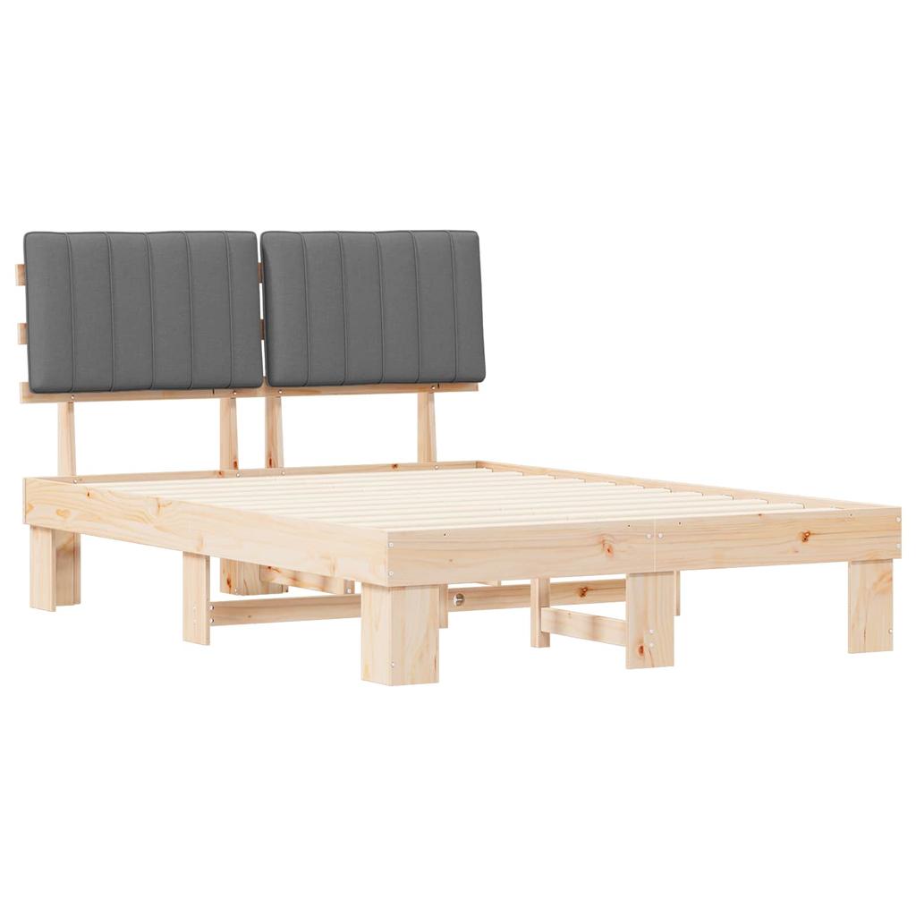 Bed Frame with Upholstered Headboard Light Grey 140 x 190 cm
