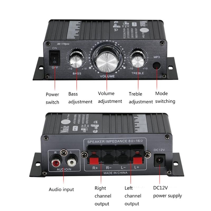 High Fidelitys Bluetooth-compatible Audios Amplifier With 2.0Channel Output Adjustable Basses Trebles Control For Car Home