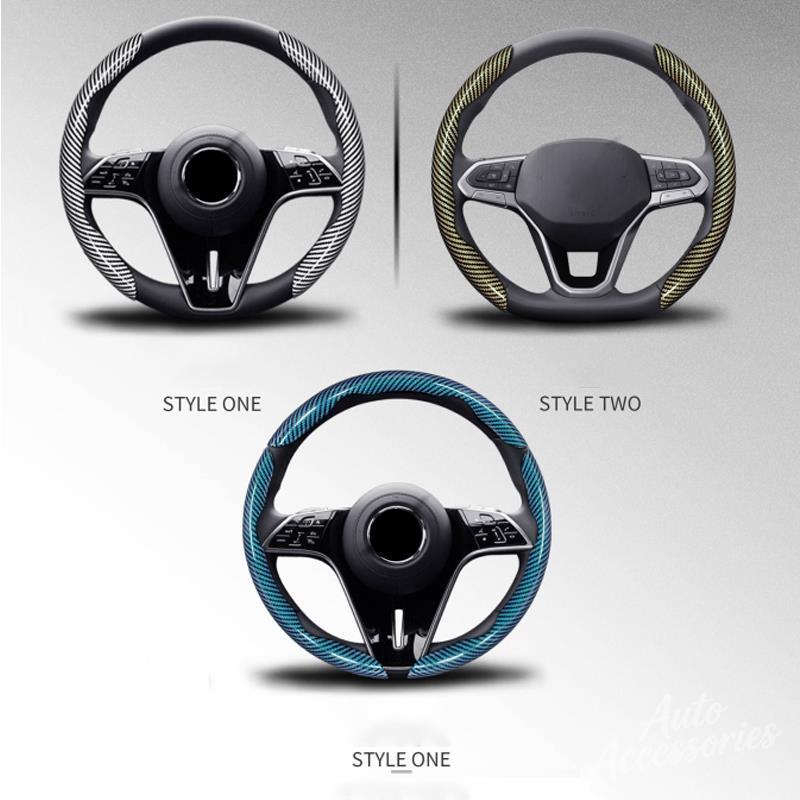 QRPZ1 2PC Car Carbon Fiber Steering Wheel Cover Anti Slip Auto Accessories For BMW M Sport M2 M3 M4 M5 E46 E90 E60 F10 F30 E39 E36 F20