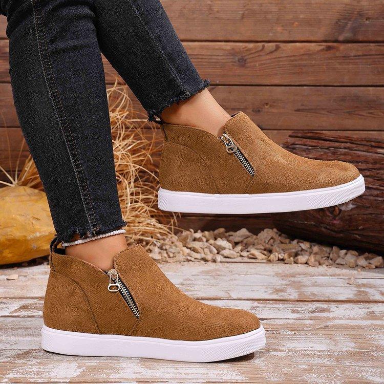 Damenschuhe in Übergröße mit hohem Schaft Herbst Winter Neu Bequem Mode Rutschfest Ballerinas Outdoor Höhenerhöhung Freizeitschuhe