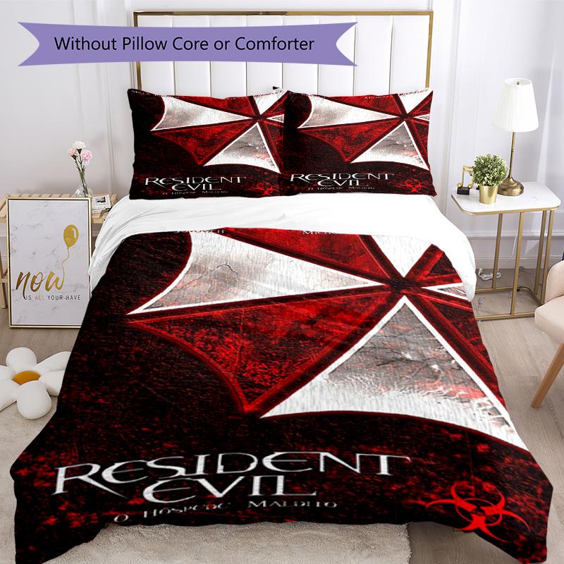 3pcs Resident Evil Bedding Set Duvet Cover Closure Includes 1 Duvet Cover & 2 Pillowcases, Soft and Comfortable for All Seasons.