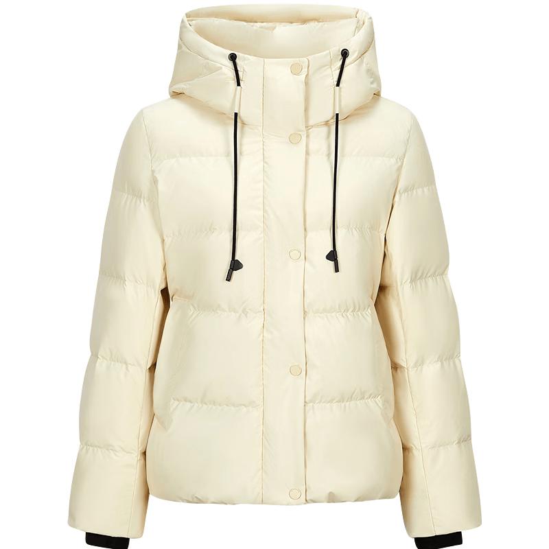 JIUZI Anna Kou Women's Minimalist Hooded White Duck Down Puffer Jacket
