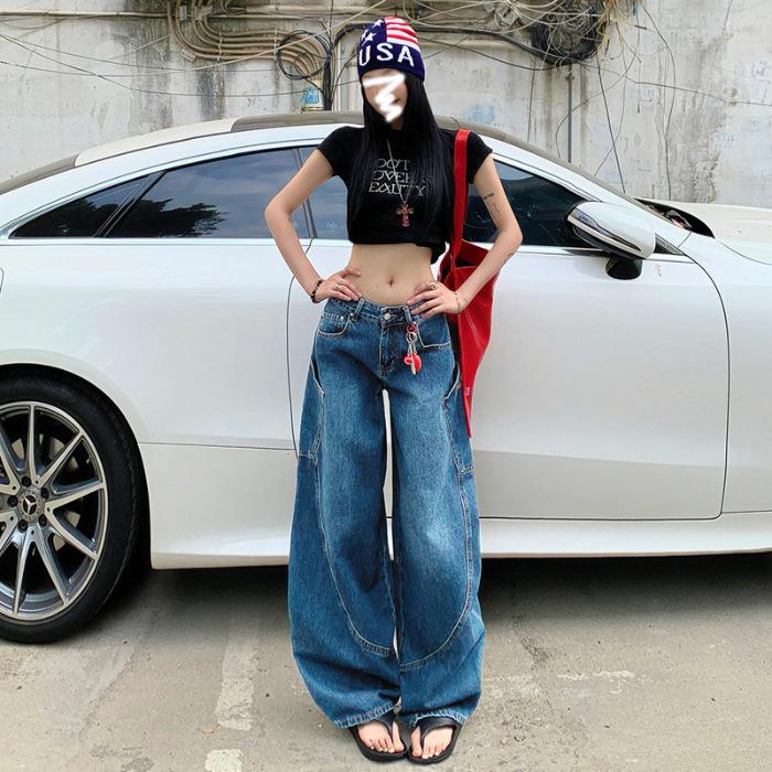 

Ретро брюки Scimitar для женщин с высокой талией и вышитыми буквами, свободные широкие джинсы для женщин с джинсами Scimitar для женщин XL