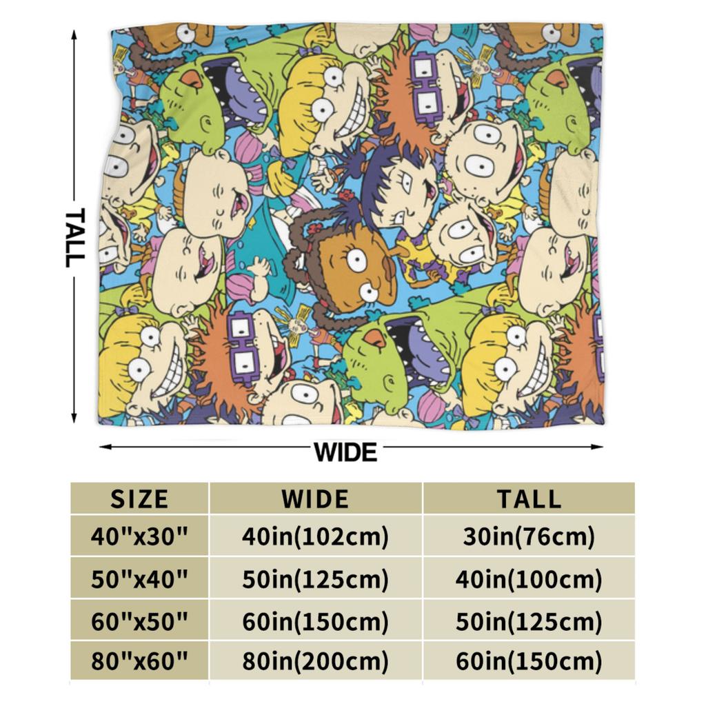 Rugrats 90s Revival Character Blanket  Camping Flannel Throw Blanket For Couch Chair Warm Custom DIY Quality Bedspread Gift
