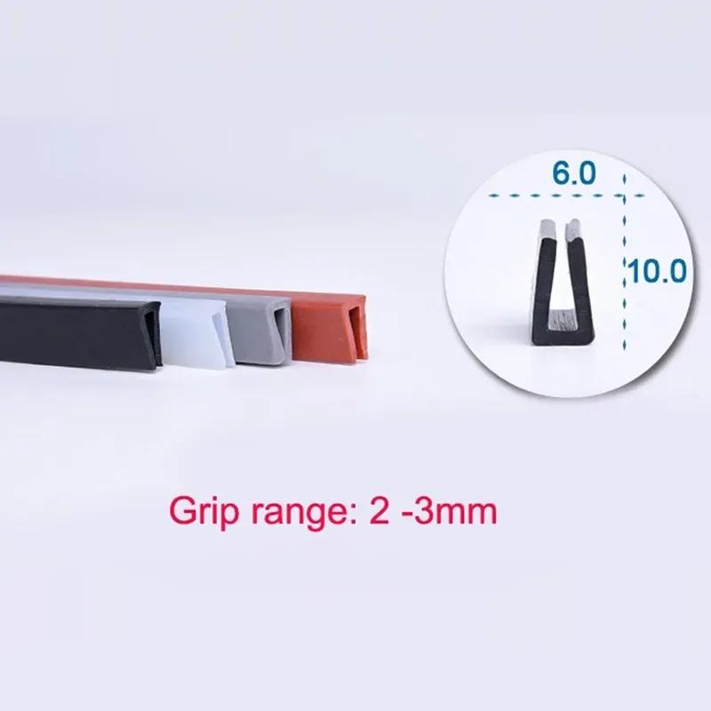 1/5 Meter Transluzenter Rot-Grau-Schwarz-Silikonkautschuk U-Dichtungsstreifen Kantenverkleidung für Glas-Metall-Holzplatten