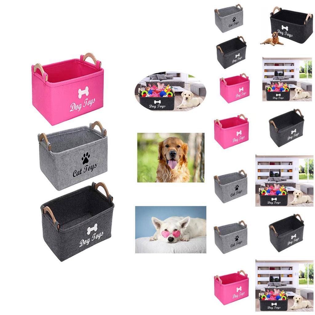 Stabiler Filz-Aufbewahrungsbehälter mit Holzgriff Ideal für Haustierspielzeugaufbewahrung