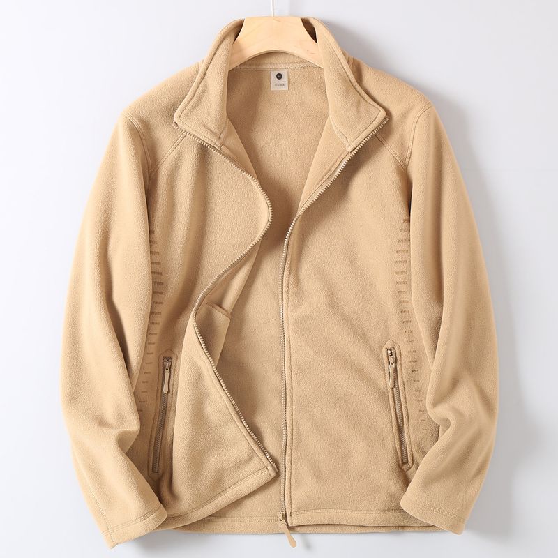 Foreign Trade Export Surplus Autumn and Winter Double-Sided Fleece Jacket for Men, Loose Casual Stand Collar Warm Fleece Coat