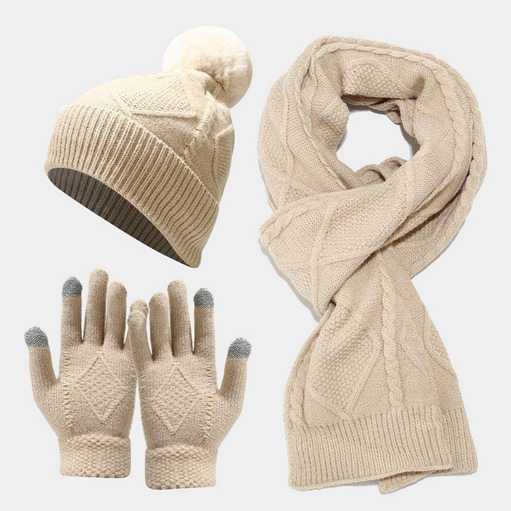 Winter Touchscreen Gloves Hat Scarf Set 