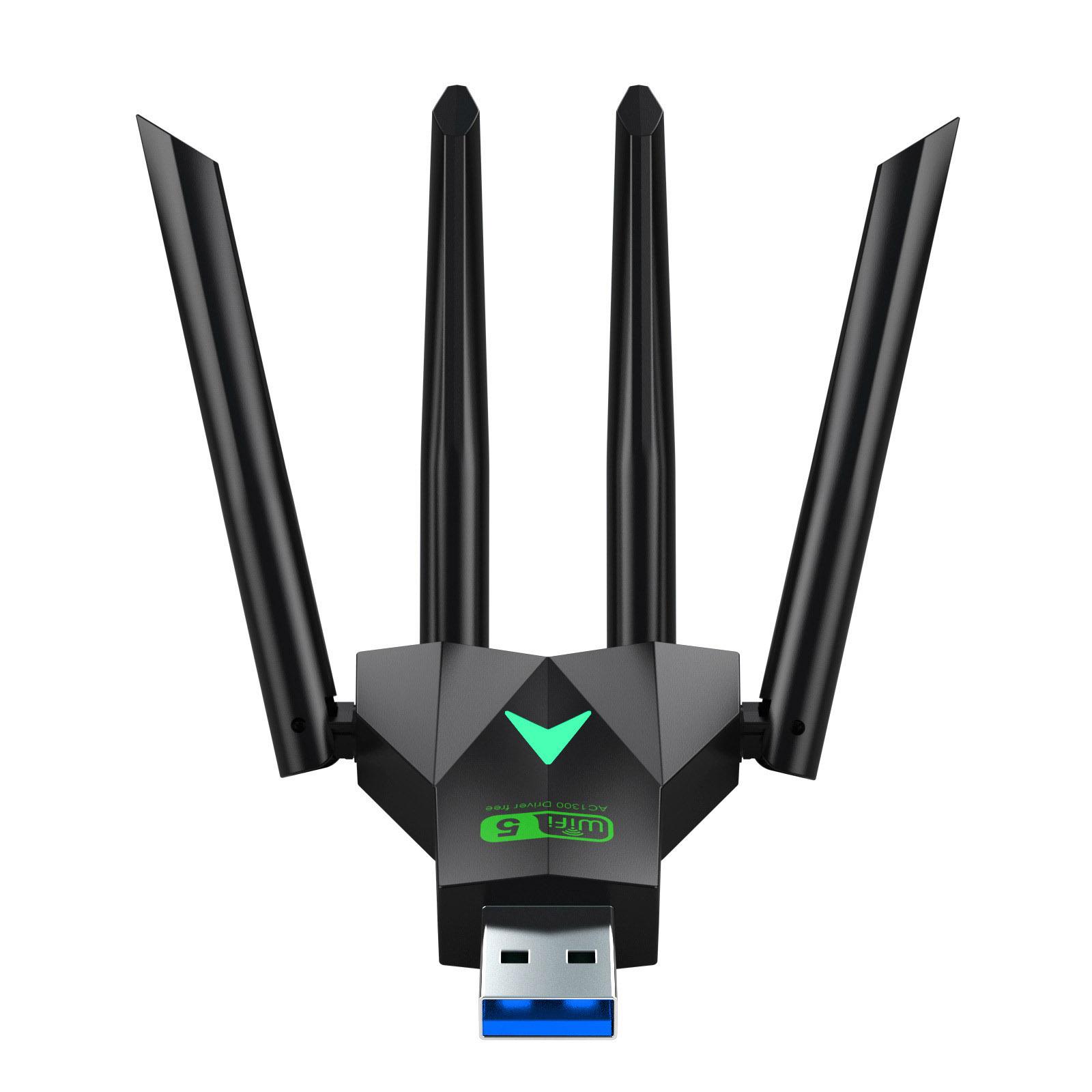 

1300 Мбіт/с USB-адаптер Wi-Fi, дводіапазонний, 2,4 ГГц/5 ГГц, бездротова мережева карта USB-ключ Wi-Fi для ПК Win7/10/11 Без драйверів