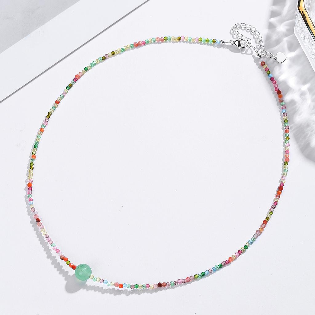 Natural Crystal Pendant, Amethyst, Bead Necklace, Xiaomi Beads, Collarbone Chain, Bohemian Jewelry